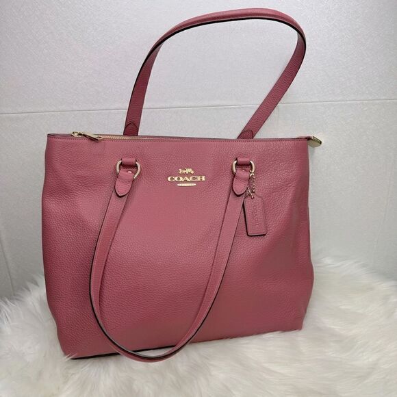 Coach Cross Grain Leather Zip Top Tote - Picture 1 of 9